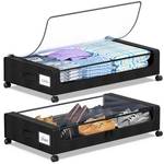 YAASHEEN Under Bed Storage with Wheels, 2-Pack Under the Bed Storage Containers with Clear Lids & Label, Underbed Storage Bins, XXL 60L Rolling Metal Drawer for Clothes, Shoes, Toys, Books - Black - Retail: $30