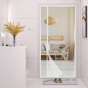 lot 19633 image: White Fiberglass Magnetic Screen Door, Reversible Left or Right Side Opening, Keep Bugs Out, Hands Free, Pet and Kid Friendly, Fits Door Size 32 x 80 - Retail $22