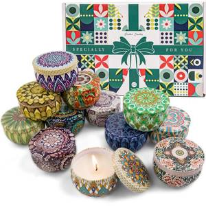 lot 19635 image: Scented Candles Gift Set, 12 Pack Candles for Home Scented, 21.12 oz Long Lasting Soy Wax Aromatherapy Candle Set with Gift Box, Birthday Gifts for Women - Retail $24