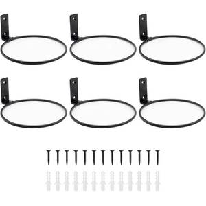 lot 19637 image: Greemov 6 Pack 6 Inch Wall Flower Pot Holder Ring Plant Hanger, Metal Planter Hooks Wall Mounted Bracket Heavy Duty for Outdoor Indoor - Retail $23