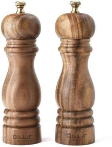 lot 19648 image: BILL.F Salt and Pepper Grinder Pepper Mill Grinder Pepper Grinders Salt Mill Set of 2 with Adjustable Ceramic Rotor 7 Inch - Retail $24