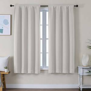 lot 19663 image: Simplebrand Ava Natural Blackout Curtains for Bedroom 63 Inch Length 2 Panels Set, Solid Thermal Insulated Energy Saving Rod Pocket Window Treatment Curtains Blackout Drapes, W40 x L63 Inch, Natural - Retail $14