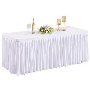 lot 19669 image: Shillance 1 Pack White Table Clothes for 4 Foot Rectangle Tables, 48 x 24 Inch White Table Cloth Rectangle 4ft Wrinkle Resistant Washable Table Cover for Party, Wedding Dining Banquet Buffet Table - Retail $23