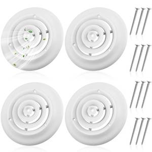 lot 19674 image: Therwen 4 Pcs 6 Inch Round Vent Cover, White Round Ceiling Diffuser with Screws HVAC Vent Duct Cover Replacement Exhaust Fan Covers for Home Office Kitchen Ventilation Use, Outer Dimensions 9-1516 - Retail $47
