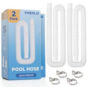 lot 19699 image: Pool Hoses for Above Ground Pools, 1.25 x 50 Inch Hose for Filter Pump, Compatible with Filter Pump 607, 637 (2 Hoses  4 Metal Clamps) - Retail $15