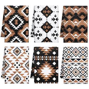 lot 19707 image: Breling Set of 6 Western Aztec Kitchen Towels Vintage Themed Dish Towel Bathroom Decorative Rustic Cloths for Kitchen Bathroom Home Cooking Housewarming, 14 x 21 Inch - Retail $13
