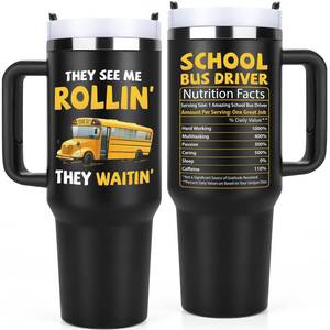 lot 24184 image: Lifecapido Bus Driver Appreciation Gifts, School Bus Driver 40oz Tumbler with Greeting Card, Bus Driver Gifts, Thank You Gifts Birthday Gifts Christmas Gifts for Bus Driver School Bus Driver, Black - Retail $17