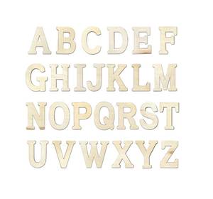 lot 24189 image: 4 Inch 94 Pieces Wooden Letters Unfinished Wood Alphabet Letters for Crafts with Extras,Wall Decor - Retail $19