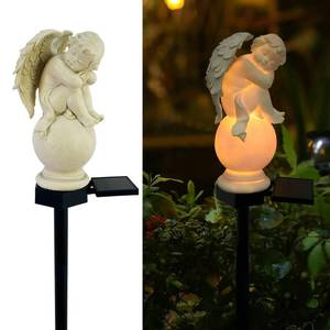 lot 24198 image: LAIAMER Solar Garden Angel Lights, Waterproof Outdoor Garden Angels Statue Decorations Angels Solar Lights for Cemetery Gravesite Grave Outside Yard Patio Lawn Porch (Sleeping Angel) - Retail $17