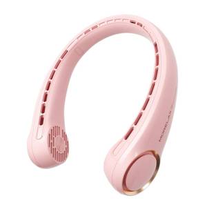 lot 24206 image: Morelax Neck Fan, USB Rechargeable Personal Fan, 3 Speeds Adjustable, Large air outlet Powerful Strong Wind, Adjustable, 360° Cooling, Super Quiet, No Blade Design, No Hair Twisting, Small (Pink) - Retail $18