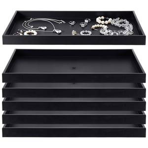 lot 24214 image: LemonRoad 6 Pack Plastic Jewelry Tray Stackable Black Jewelry Display Drawer Inserts Organizer for Ring Necklace Earring Bracelets Showcase Display for Women Her - Retail $40