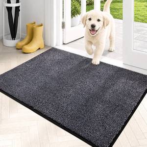 lot 24225 image: PURRUGS Dirt Trapping Door Mat 24 x 35.5, Non-Slip Machine Washable Entryway Rug, Dog Doormat, Indoor Front Door Mat, Super Absorbent Entry Rug for Muddy Shoes & Paws, Bluish Grey-Black - Retail $35