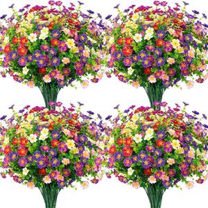 lot 24226 image: Ouddy Decor 24 Bundles Artificial Silk Flowers for Outdoors, Fake Plants Faux Greenery for Indoor Outside Garden Porch Window Hanging Planter Office Table Home Decor, Mixed Color - Retail $15