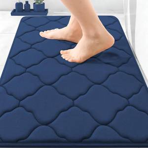 lot 24227 image: OLANLY Memory Foam Bath Mat Rug 30x20, Ultra Soft and Absorbent Bathroom Rugs, Non-Slip, Comfortable, Machine Washable Bath Carpet for Bathroom Floor, Tub, Shower and Home Decor Accessories, Navy - Retail $22