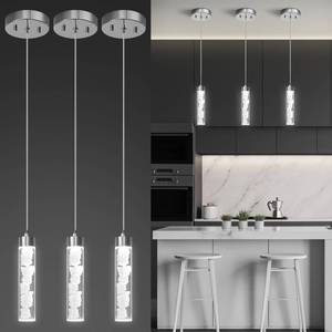 lot 24238 image: Pendant Lights Kitchen Island 3 Pack,3CCT Modern Crystal Stone Pendant Light Fixtures,Dimmable LED Kitchen Island Lighting,Adjustable Chrome Hanging Light Fixture for Dining Room Hallway, ETL Listed - Retail $60