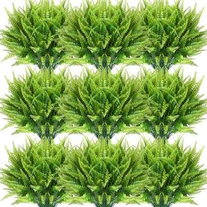 lot 24248 image: Cindeer 60 Pcs Artificial Boston Fern Plants Fake Boston Fern Stems UV Resistant Faux Plants Artificial Outdoor Plastic Bushes Bulk for Hanging Office Porch Window Home Decorations - Retail $40