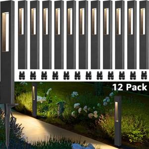 SUNVIE LED Low Voltage Landscape Lights 3W Pathway Lights Low Voltage 12-24V Landscape Path Lights 3000K CRI 90+ Aluminum Waterproof Pathway Lighting for Walkway Garden Yard ETL Listed Cord, 12 Pack - Retail: $180