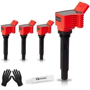 lot 24255 image: Set of 4 Upgraded Ignition Coil Pack Fits for VW Volkswagen Passat Jetta, for Tiguan Beetle GTI Golf Audi S3 A3 A4 Q3 2013 2014 2015 2016 2017 2018 2019 1.8L Replaces UF765 UF716 - Retail $53