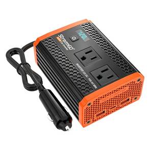 lot 24257 image: 400W Car Power Inverter for Vehicles, Portable Charger Converter Dual AC Car Plug Adapter Outlet, USB 24W30W Fast Charger, Car Cigarette Lighter Adapter for Laptop, Phone on Road Trip Essentials - Retail $33