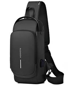 lot 42730 image: Geanbun Sling Bag for Men Anti-Theft USB Crossbody Backpack Waterproof Chest Daypack Lightweight Shoulder Bag (Black) - Retail $20