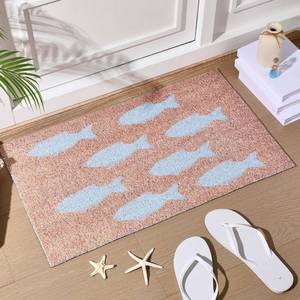 lot 42741 image: Ceenna Summer Coir Doormat Funny Nautical Fish Welcome Door Mat Summer Navigation Fish Welcome Fiber Outdoor Mat Non Slip Front Door Rugs for Outdoor Entrance Holiday Decor Gift, 16 x 28 Inches - Retail $18