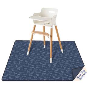 lot 42748 image: Blissful Diary Baby Splat Mat for Under High Chair, 50.4 x 50.4 Inch Wipeable Splash Mat, Waterproof and Washable, Anti-Slip Floor Protector, Safari Animals - Retail $17