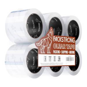 lot 42750 image: Packstrong Industrial Grade Clear Packing Tape 5 Rolls - 110 Yards per Roll - 3 Wide x 2.0 mil Thick, BOPP Adhesive Heavy Duty Tape for Box Office Moving Packaging Shipping - Retail $27
