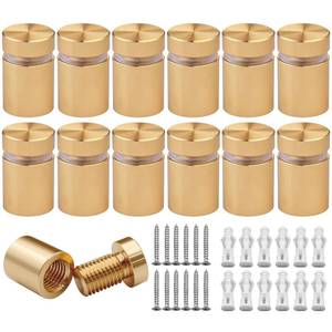 lot 42752 image: KENSHIRE 12 x 12 Inch 12PCS Aluminum Solid Sign Standoff Screws for Acrylic Advertising Screw wall Fixing standoffs mounts Glass Display Signs (Champagne anodize) - Retail $21