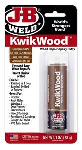 lot 42759 image: J-B Weld Tan KwikWood Wood Repair Epoxy Putty, 1 oz. Stick - Retail $6