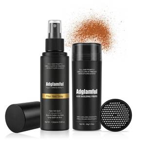 lot 42765 image: Adglamful Hair Building Fibers Kit for Thinning Areas, 30g Fiber Powder  120ml Fiber Hold Spray, Natural-Looking Hair Thickener for Men & Women, Long-Lasting & Fuller Appearance, Black