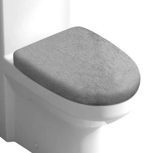 lot 42778 image: Microfiber Toilet Lid Cover, Soft Velvet Toilet Cover Absorbent, Machine Washable, Comfortable, Durable Adjustable Toilet Seat Cover Fits Most Toilet Lids (Grey) - Retail $8