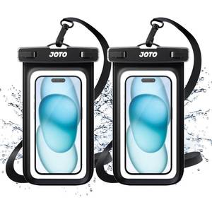 lot 42783 image: JOTO 2 Pack Universal Waterproof Phone Case for iPhone 17 Air 16 15 14 13 12 11 Plus Pro Max, IPX8 Cellphone Dry Bag XR X SE, Galaxy S23 S22 S21 S20 S20 S10 Plus Note, Pixel up to 7 -Black - Retail $9