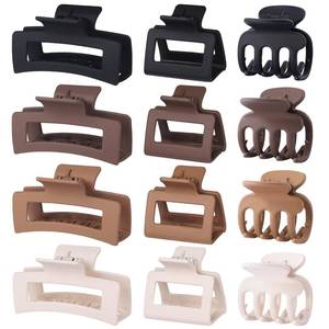 lot 42785 image: SMKSL 12 Pcs Hair Clips for Women 3 Styles Small Medium Large Claw Clips for Thin Thick Curly Hair, Strong Hold & Non-Slip Hair Clips, Stylish Matte Hair Accessories Ideal Gifts for Women (Brown) - Retail $10