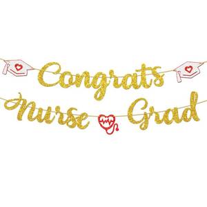 lot 42788 image: Embhhor Congrats Nurse Grad Banner, Future Nurse, Nursing School Survivor Party Decor, Glittery Class of 2026 BSN RN Graduation Party Decorations Supplies - Retail $9