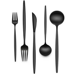 lot 42791 image: 30-Piece Black Silverware Set, Flatware Set for 6, Food-Grade Stainless Steel Tableware Cutlery Set, Utensil Sets Kitchen Cutlery for Home Office Restaurant Hotel - Retail $32