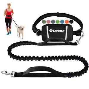 lot 42795 image: Hands Free Dog Leash, Waist Running Leash with Zipper, Walking Pouch for Medium Large Dogs, Dual Handle and Retractable Bungee for Training Jogging Hiking - Retail $14