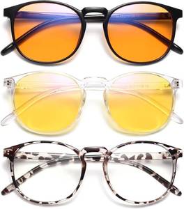 lot 42807 image: IBOANN Chic & Comfy Blue Light Glasses for Women - 3-Pack Round Frames, Screen-Ready Style with UV Protection Coating - Retail $16