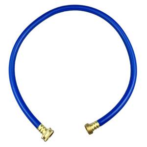 lot 42816 image: Darnassus PVC Garden Hose 12 Inch Green Heavy Duty Water Hose with Solid Brass Fittings,No Leaking, Flexible,for outdoors,Lawns,Patio (3 FT, Blue, Brass Fittings) - Retail $10