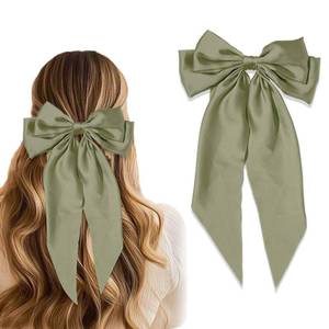lot 42819 image: STGDAK Hair Bow Clips Elegant Bows Sage Green Bows Satin Ribbon Bow Large Bowknot Barrette Metal Clips Easter Hair Accessories For Women Girls Easter Basket Stuffers for Girls Gifts - Retail $7