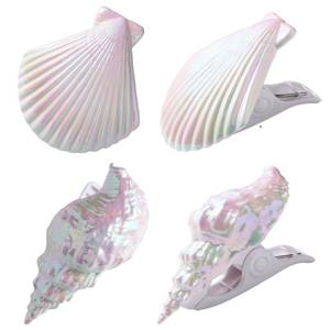 lot 42824 image: CaLoogn Shells Beach Towel Clips for Pool Chairs, Lounge Chairs, Drying Racks Decorative Windproof Towel Clips 4 Pieces (Electroplating) - Retail $10