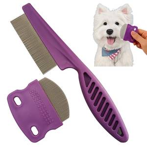 lot 43141 image: 2 Pack Professional Pets Eye Combs,Pets Grooming Comb Kit,Stainless Steel Tear Stain Remover for Cats & Dogs,Flea Lice Comb,Gentle Curved Comb Teeth,Precisely Removes Stains (Pet comb set) - Retail $10