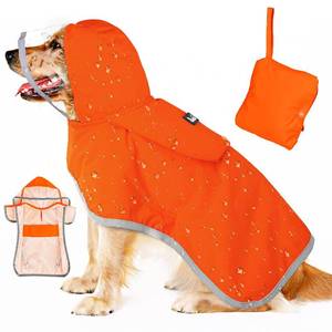 lot 43142 image: SlowTon Dog Raincoat, Adjustable Dog Rain Jacket Clear Hooded Double Layer, Waterproof Poncho with Reflective Strip Straps and Storage Pocket for Small Medium Large Dogs Puppies(OR XL) - Retail $24