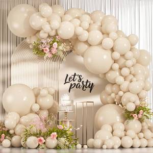 lot 43145 image: 114pcs white Sand Balloons Different Sizes Pack, 18 12 10 5 Inches Cream Beige Sand White Latex Balloon Garland Arch for Birthday Graduation Anniversary BOHO Wedding Baby Shower Decoration - Retail $7
