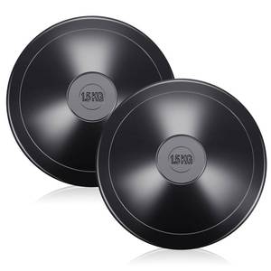 lot 43150 image: Deekin 2 Pcs 1.5 kg Smooth Surface Black Rubber Discus Disc Track and Field Equipment for High School Boys Girls Outdoor Throwing Practice - Retail $25