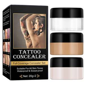 lot 43155 image: Tattoo Cover Up Makeup Waterproof Professional Long-Lasting Full Coverage Concealer for Tattoos, Scars, Vitiligo, Birthmarks & Skin Imperfections Natural & Invisible Finish - Retail $16