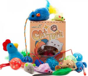 lot 43159 image: Fashions Talk Cat Toys, Kitty Variety Pack for Kitten Cats, 20 Count Plush, Teaser & Ball Catnip Mice Cat Spring - Retail $9