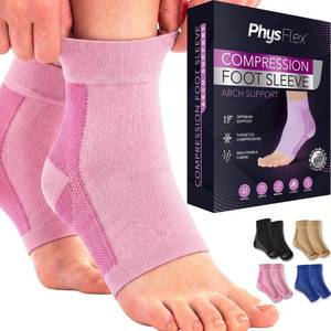 lot 43161 image: PhysFlex Ankle Brace Support - Ankle Compression Sleeve - Foot Brace for Women & Men - Tendonitis & Arthritis Ankle Brace Sports Running, Plantar Fasciitis Relief & Stabilizing Ankle Wrap - Retail $20