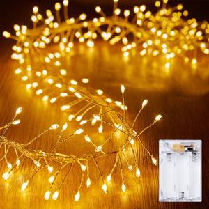 lot 43163 image: Brightown Fairy Lights Battery Operated, 10Ft 120 LED Firecracker String Lights, Waterproof Silver Wire Starry Firefly Light for DIY Wreath Wedding Indoor Outdoor Christmas Garden Decorations - Retail $10