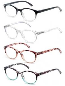 lot 43173 image: OLOMEE Reading Glasses for Women Cute Round Readers 4.50 for Small HeadPetite Face Lightweight Cheaters Glasses wSpring Hinges 4 Pack - Retail $17