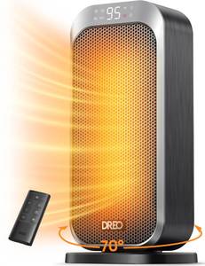 lot 62206 image: DREO Quiet Space Heater, 1500W Portable Heaters for Indoor Use with Remote, 70° Oscillation, Fast and Safety Electric PTC Ceramic for Desk Office Bedroom, 12H Timer - Retail $59